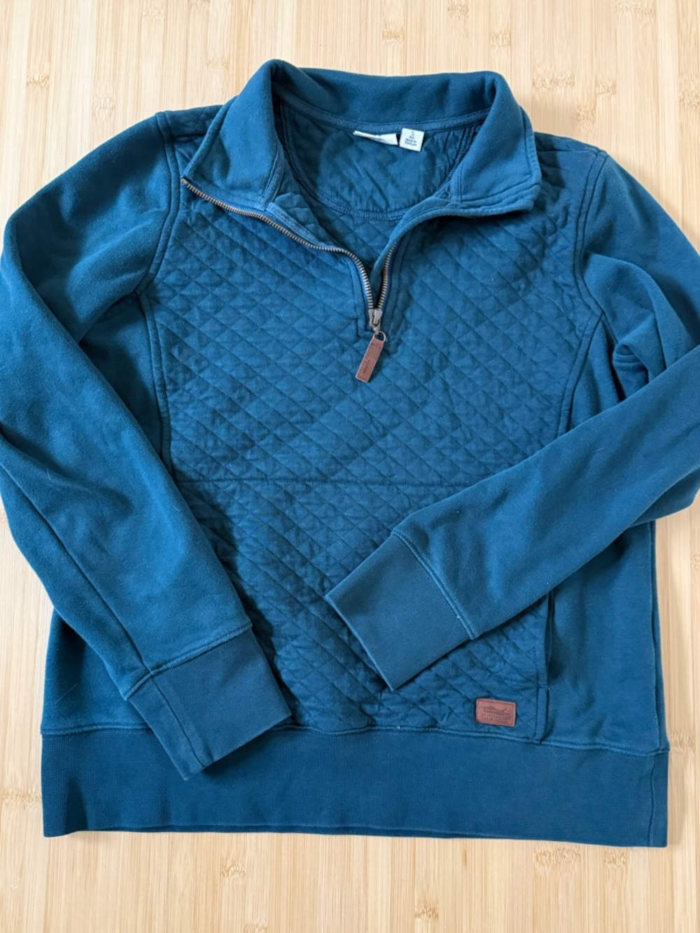 L.L. Bean Women's Lake Blue Quilted Quarter-Zip Pullover